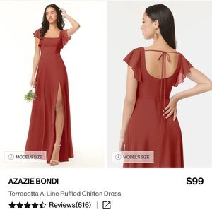 AZAZIE BONDI Terracotta A-Line Ruffled Chiffon Dress size 6